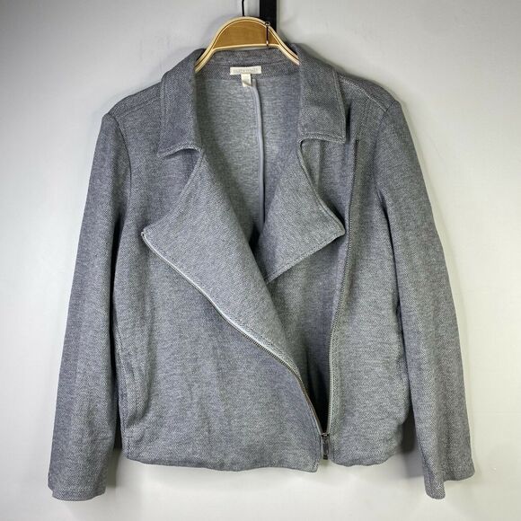 Eileen Fisher Gray Herringbone Side Zip Organic Cotton Jacket‎ Size M - Picture 3 of 8